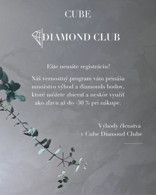 Staňte sa súčasťou CUBE Diamond Clubu a odomknite si svet exkluzívnych výhod. Registrácia vám otvorí prístup k odmenám,...